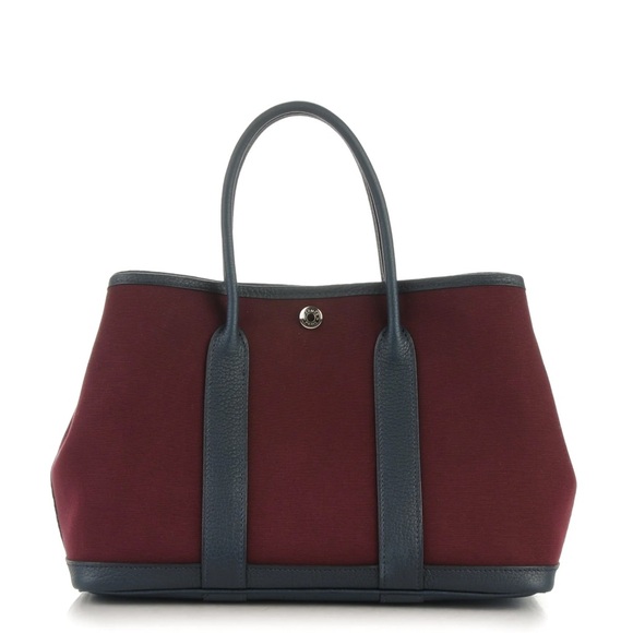 HERMES Toile Negonda Garden Party 30 TPM Prune Bleu de Prusse. - Picture 8 of 10